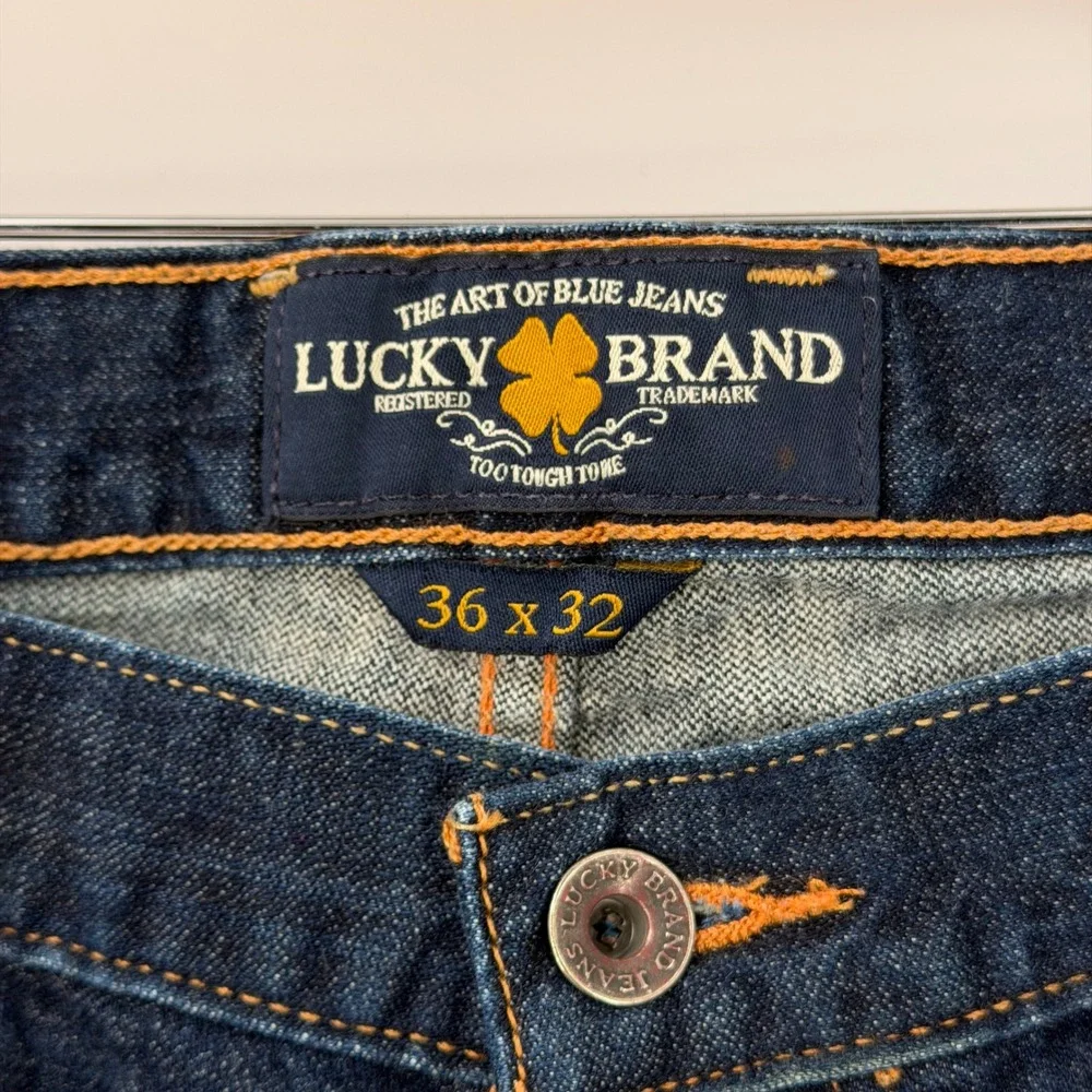 Lucky Brand 221 Original Straight Jeans Mens 36x32 Dark Wash Denim Indigo